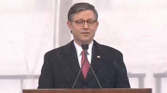 House Speaker Mike Johnson speaks at the rally before the 2024 March for Life in Washington, D.C.