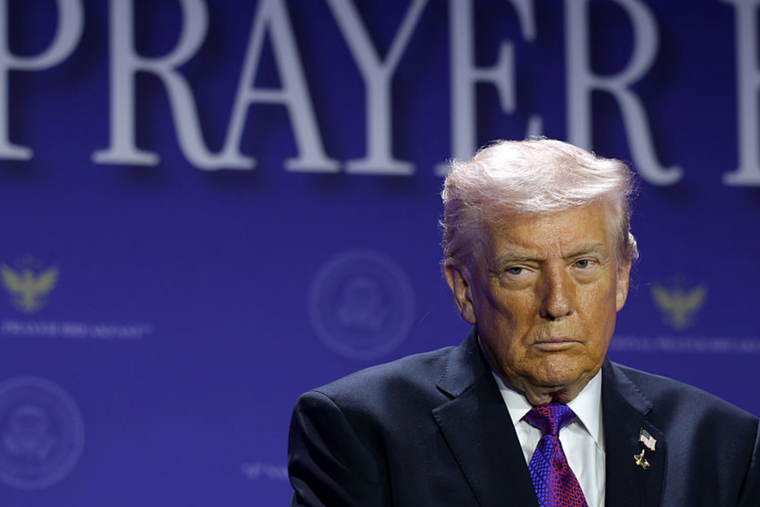 U.S. President Donald Trump attends the 74th annual National Prayer Breakfast at the Washington Hilton on Feb. 5, 2026, in Washington, D.C.