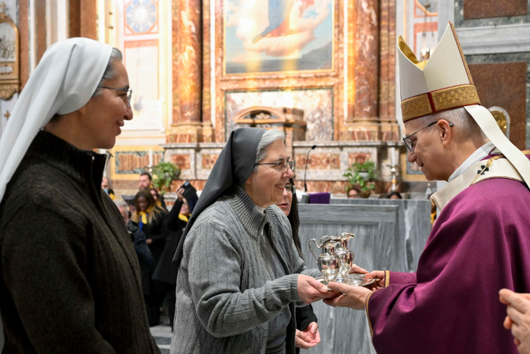 Pope Leo XIV celebrates Mass at the Sacred Heart of Jesus Parish in Rome on Feb. 22, 2026.