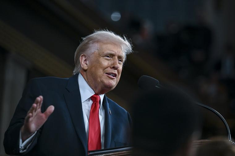 U.S. President Donald Trump delivers the State of the Union address during a joint session of Congress in the House Chamber at the Capitol on Feb. 24, 2026, in Washington.