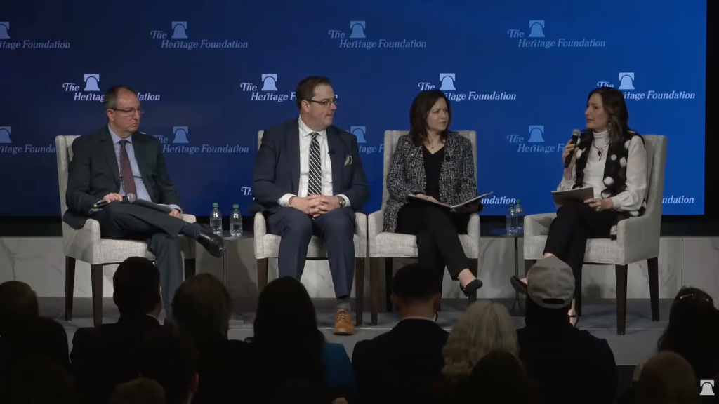 (L-R) Carson Holloway, Matthew Mehan, Elizabeth Edwards Spalding and Brenda Hafera take part in a panel sponsored by the Heritage Foundation.
