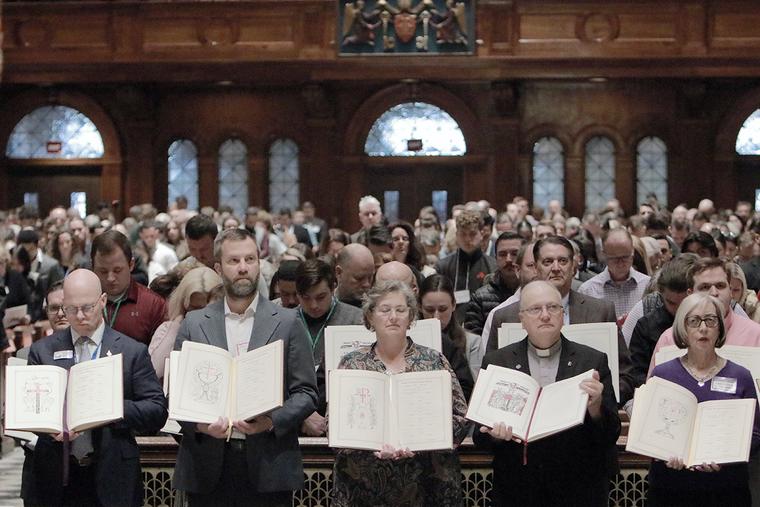 Over 1,150 people preparing to enter full communion with the Catholic Church this Easter received a  blessing from Archbishop Nelson Pérez during Rite of Election liturgies on Feb. 21-22 at the Cathedral Basilica of Saints Peter and Paul in Philadelphia, Pa.