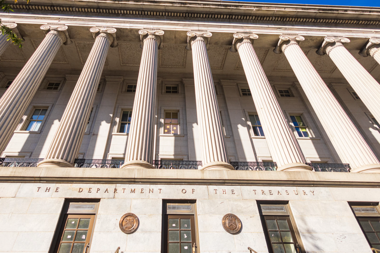 The U.S. Treasury Department building in Washington, D.C.