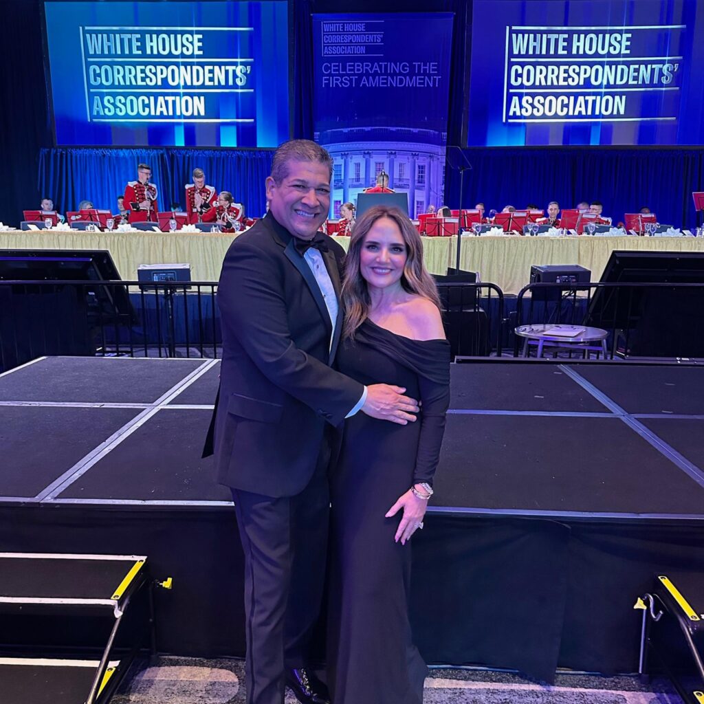 EWTN News coorespondent Erik Rosales poses with his wife in a peaceful scene at the White House Correspondents' dinner in Washington, D.C. before a gunman opened fire.