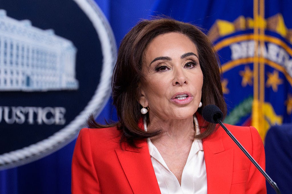Jeanine Pirro, US attorney for the District of Columbia, speaks during a news conference at the Department of Justice (DOJ) in Washington, DC, US, on Friday, Feb. 6, 2026. A man suspected of being responsible for the deadly 2012 attack against the American embassy in Benghazi, Libya, is in US custody, FBI Director Kash Patel and Attorney General Pam Bondi said Friday.