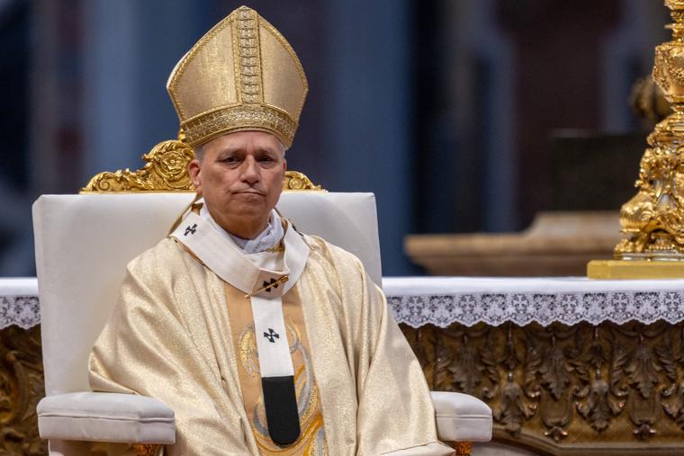 Pope Leo XIV offers Mass in St. Peter’s Basilica at the Vatican April 26.