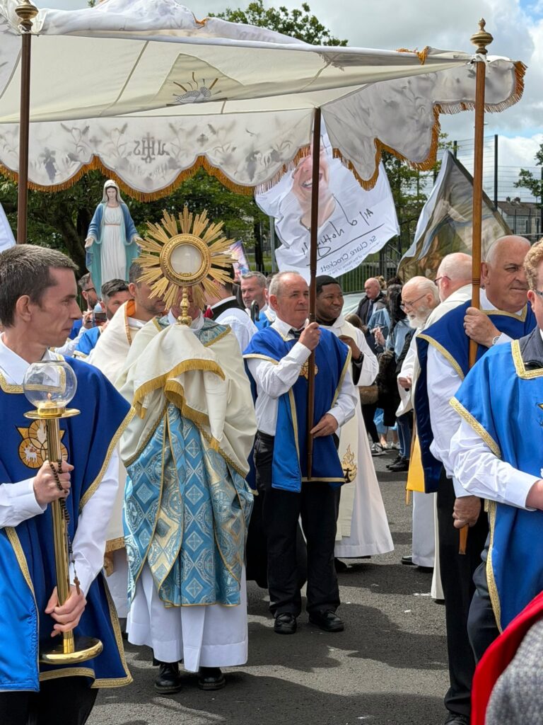 In Derry City, Northern Ireland, on June 13, 2026, to mark the feast of the Immaculate Heart of Mary, thousands took part in a Eucharistic procession that completed its route in the shadow of the city’s famous walls. | Credit: Photo courtesy of Worldwide Marian Procession