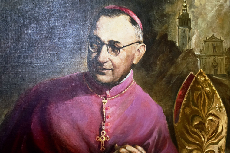 Cardinal Štěpán Trochta, the 17th bishop of Litoměřice, is shown in an undated portrait.