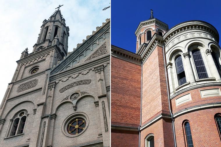 Left: Xinjiang Catholic Church in Shanxi Province, China. Right: Christ the King Chapel in Bonn, Germany, operated by the Society of St. Pius X (SSPX).