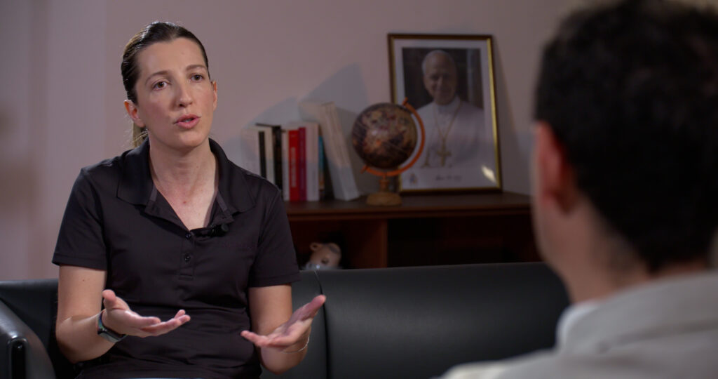 Claudia Giampietro, an Italian canon lawyer working at the Pontifical Commission for the Protection of Minors (PCPM), during an interview on July 1, 2026. | Credit: EWTN News