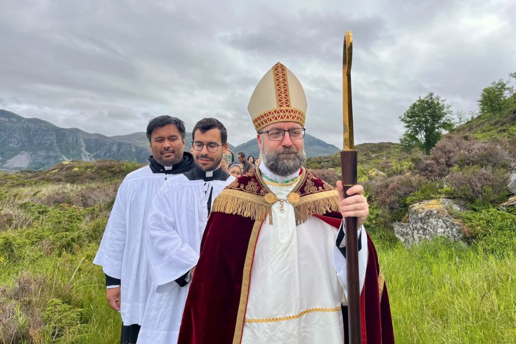 Bishop Fredrik Hansen of Oslo processes during the annual St. Sunniva pilgrimage on the island of Selja, Norway, on July 8, 2026. | Credit: Marta Wade/katolsk.no
