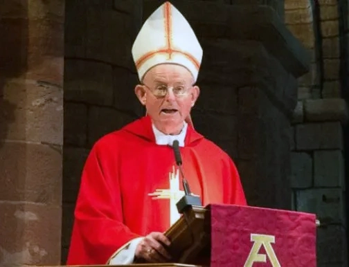 Bishop Hugh Gilbert of Aberdeen, Scotland, shown in an undated photo, said that Father Michael Mary Sim, rector of the Congregation of the Sons of the Most Holy Redeemer, has incurred excommunication for his participation in an illicit ordination.