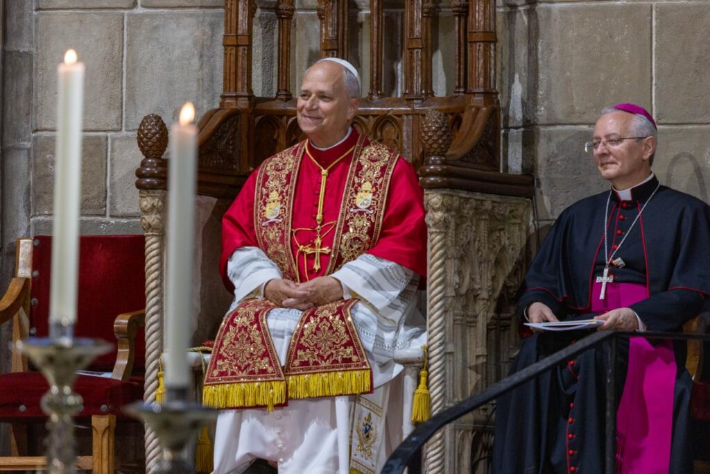 Pope Leo XIV at the Cathedral of the Holy Cross and St. Eulalia in Barcelona, Spain, on June 9, 2026. | Credit: Daniel Ibáñez/EWTN News