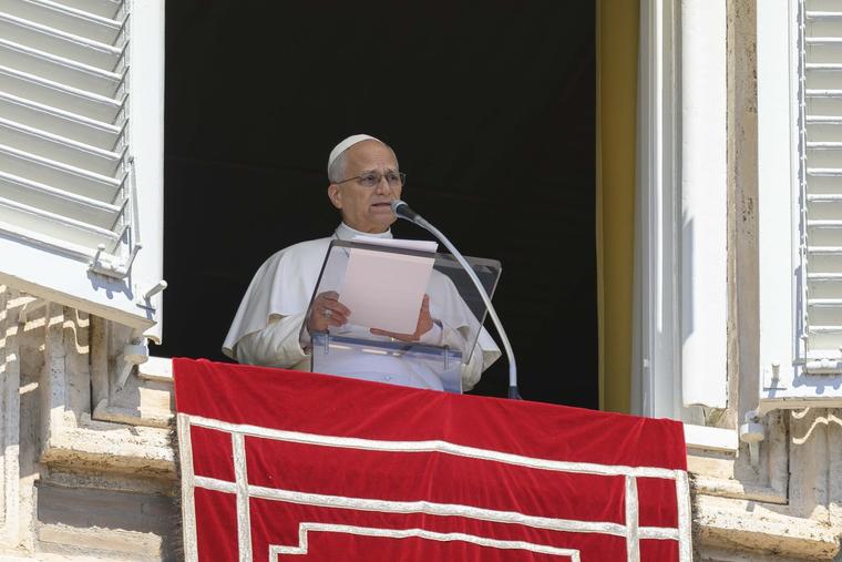 Pope Leo XIV speaks on Sept. 6, 2026, during the weekly Angelus prayer he leads from a window of the apostolic palace.