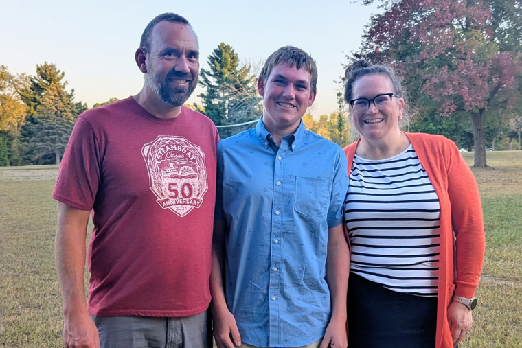 James Fulton and his parents, Travis and Bonnie Engstrom