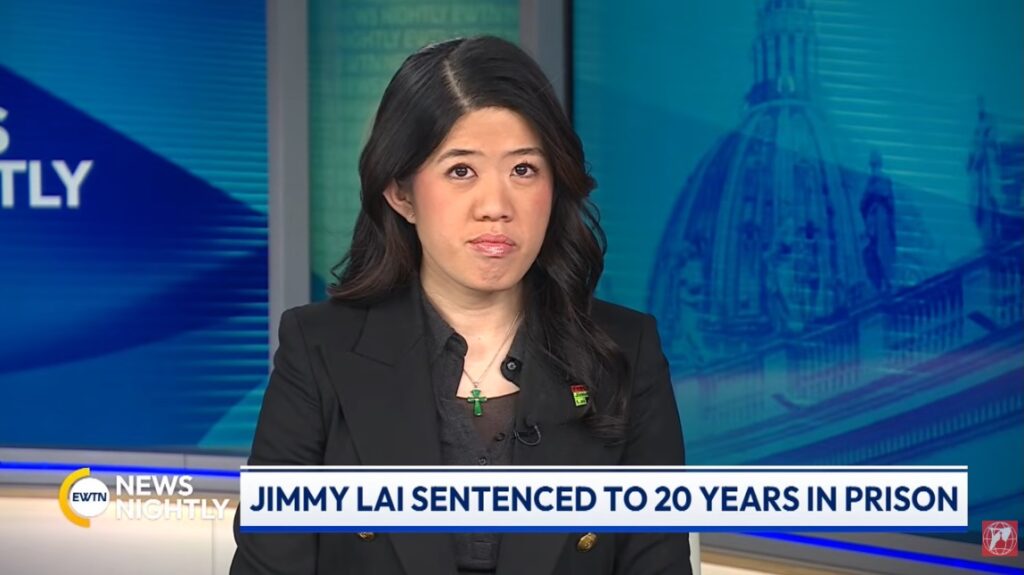 Claire Lai, daughter of imprisoned pro-democracy activist Jimmy Lai, discusses her father’s sentencing on “EWTN News Nightly” on Feb. 9, 2026. | Credit: “EWTN News Nightly”/Screenshot